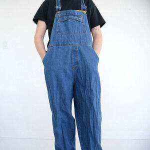 Vintage 80's Long Elegant Legs Blue Denim  Overalls L